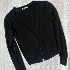 Gina Tricot Black Preppy Contemporary‎ Buttoned Down Cardigan Sweater S/M